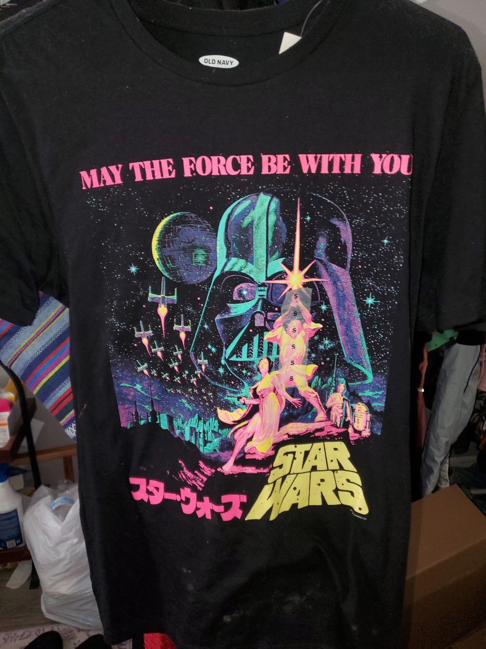 Old Navy Black Star Wars Neon Graphic Tee Size S